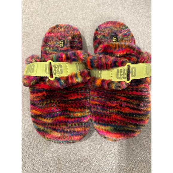 UGG Other - UGG Fuzz Sugar Slide Rainbow Multi Color Faux Fur Slippers 1131550 men’s 9